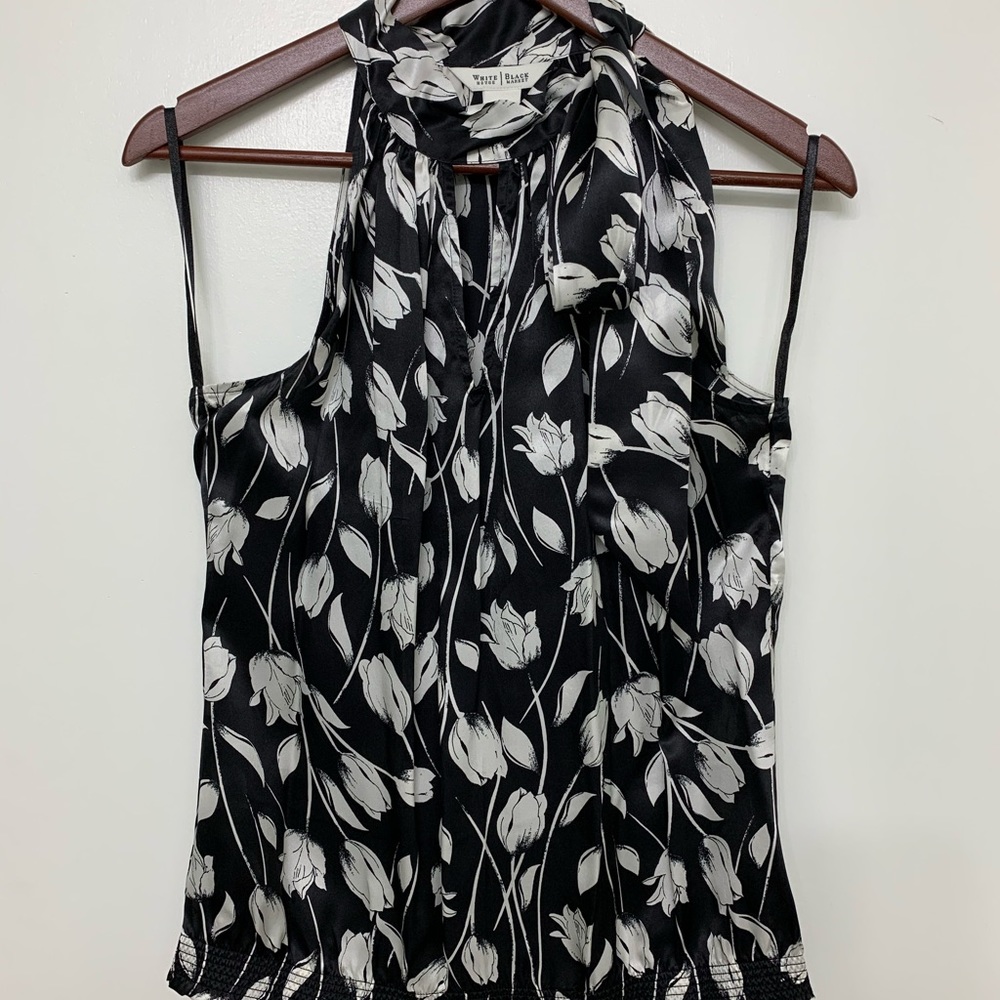 White House Black Market Silk Halter Blouse, Med